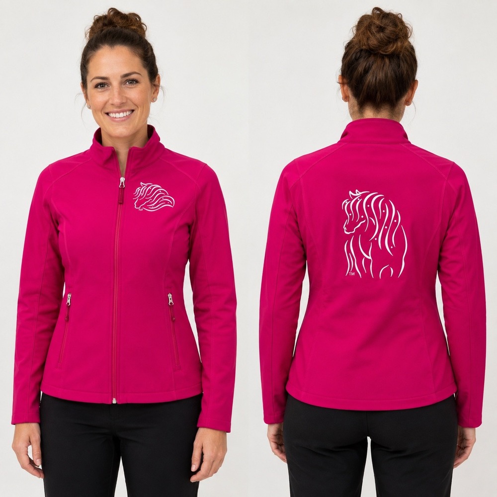 Port Authority Pink Soft Shell Jacket Horse equestrian Rhinestone Womens L